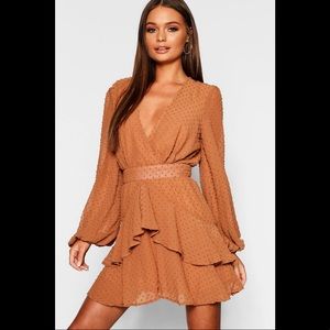 Caramel Chiffon Mini Dress (size 10 & 12)